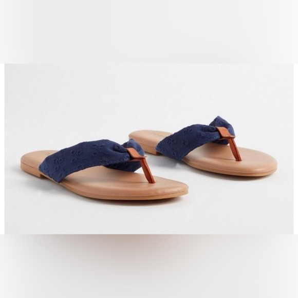 Torrid Navy Eyelet Flip Flop (WW) - Picture 2 of 7